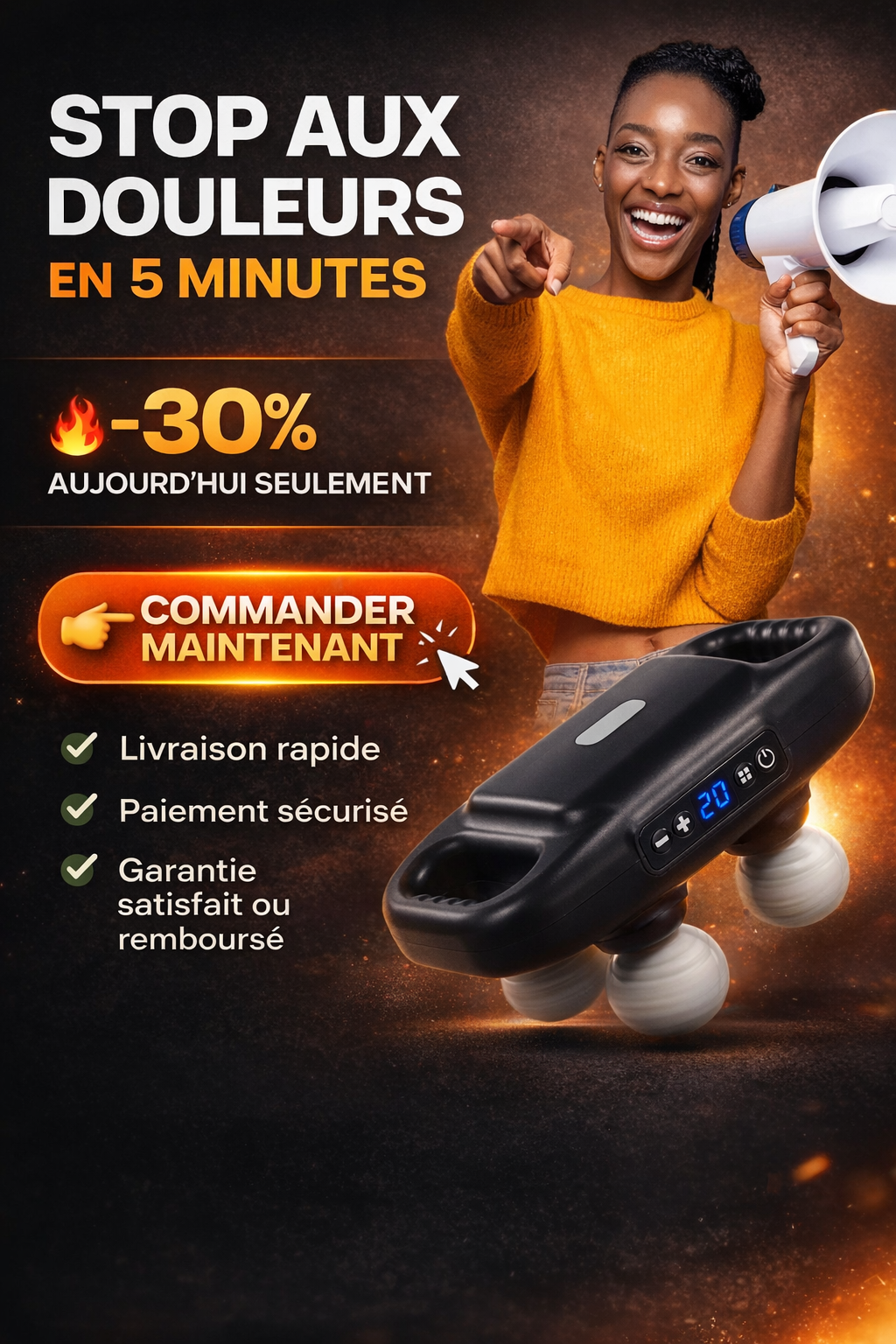 Masseur Vibrant Pro 4D — Relax Pro Gabon